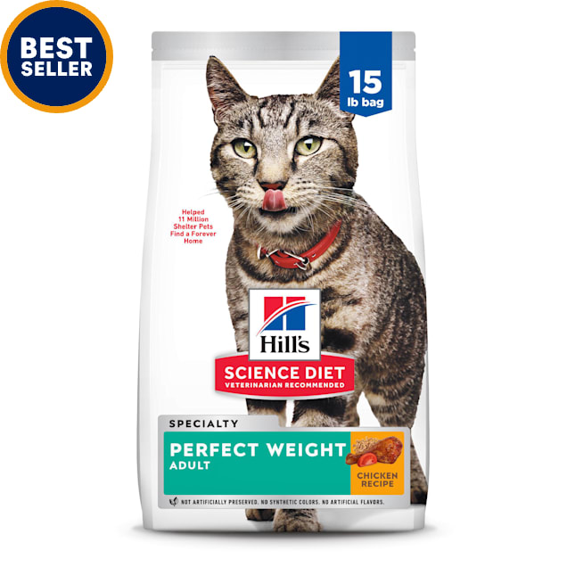 hill s science diet adult perfect weight chicken recipe dry cat food 15 lbs bag