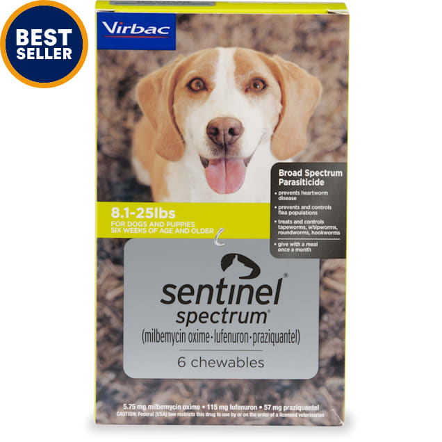 Sentinel Spectrum Chewables for Dogs 8.1 to 25 lbs, 6 Month Supply - Carousel image #1