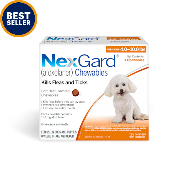 NexGard Chewables for Dogs 4 to 10 lbs, 3 Month Supply - Carousel image #1