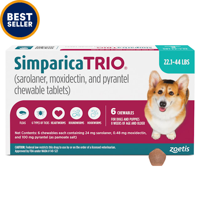 Simparica Trio 22.144 lbs. Dogs, 6 Month Supply Petco
