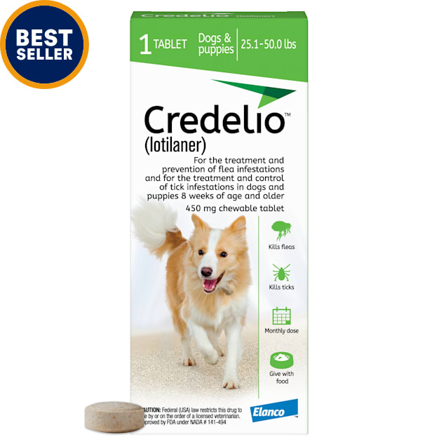 Credelio Chewable Tablet for Dogs 25.1-50 lbs, 1 Month Supply - Carousel image #1