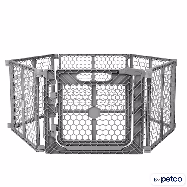 EveryYay In The Zone Convertible Plastic Walk Through Pet Gate & Play Pen, 192" L X 1" W X 26" H - Carousel image #1