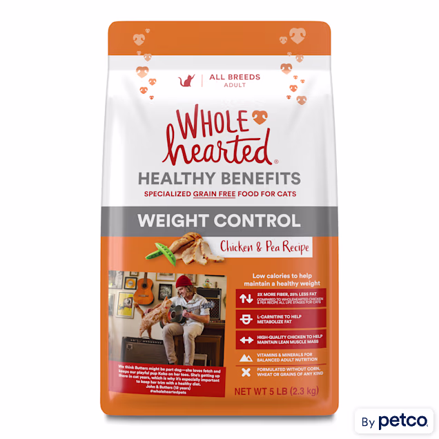 WholeHearted Grain-Free Weight Control Chicken and Pea Recipe Dry Cat Food, 5 lbs. - Carousel image #1