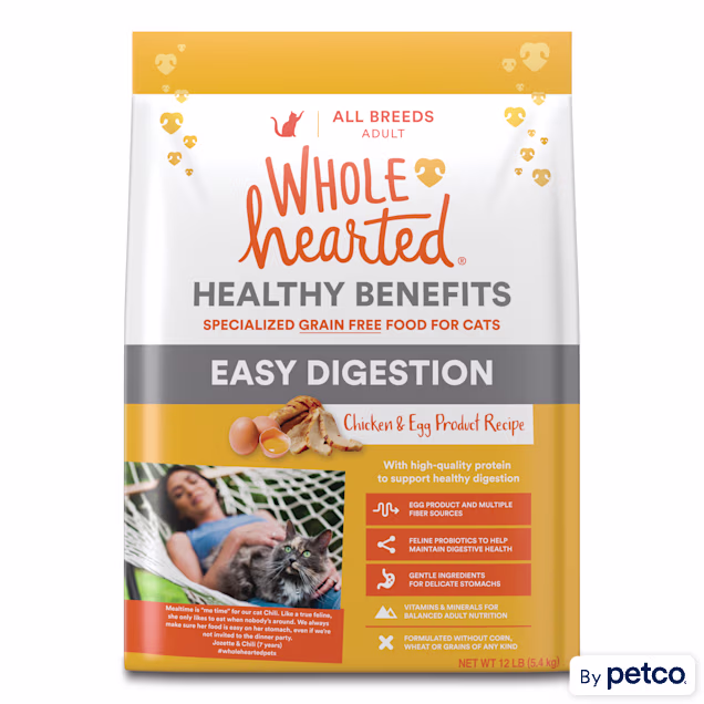 WholeHearted Healthy Digestion Chicken and Egg Product Recipe Dry Cat Food, 12 lbs. - Carousel image #1