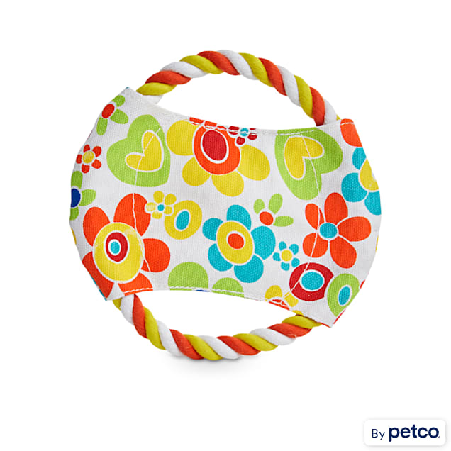 Petco Flower Power Canvas & Rope Flyer Dog Toy in Various Styles, Small - Carousel image #1