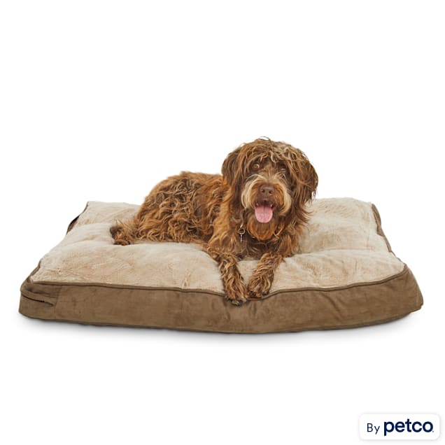 Brown Memory Foam Rectangular Pillow Dog Bed, 30" L x 40" W - Carousel image #1