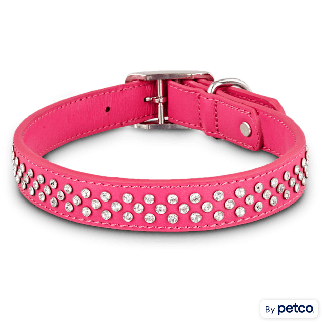Bond & Co. Leather Bling Pink Dog collar, For Neck Sizes 18-21, Large/Extra Large - Carousel image #1