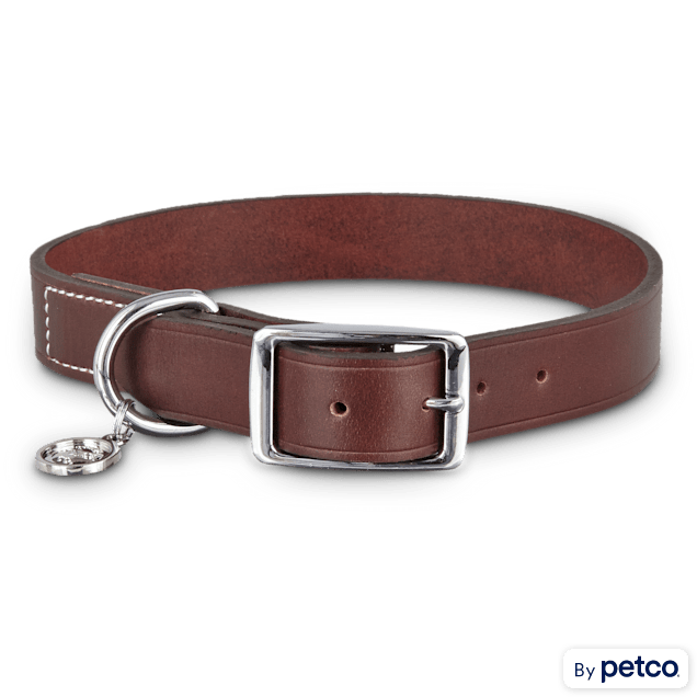 Bond & Co. Mahogany Leather Dog collar,  For Neck Sizes 18-21, Large/Extra Large - Carousel image #1