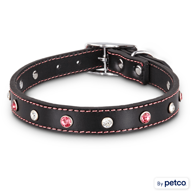 Bond & Co. Pink Jewel Leather Dog Collar,  For Neck Sizes 15-18, Medium - Carousel image #1