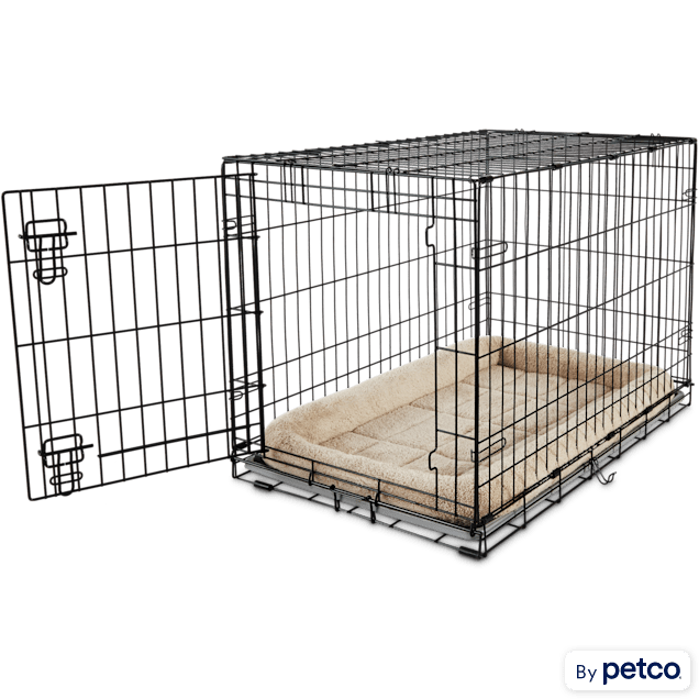 Vibrant Life DoubleDoor Foldable Metal Wire Dog Crate With Divider And