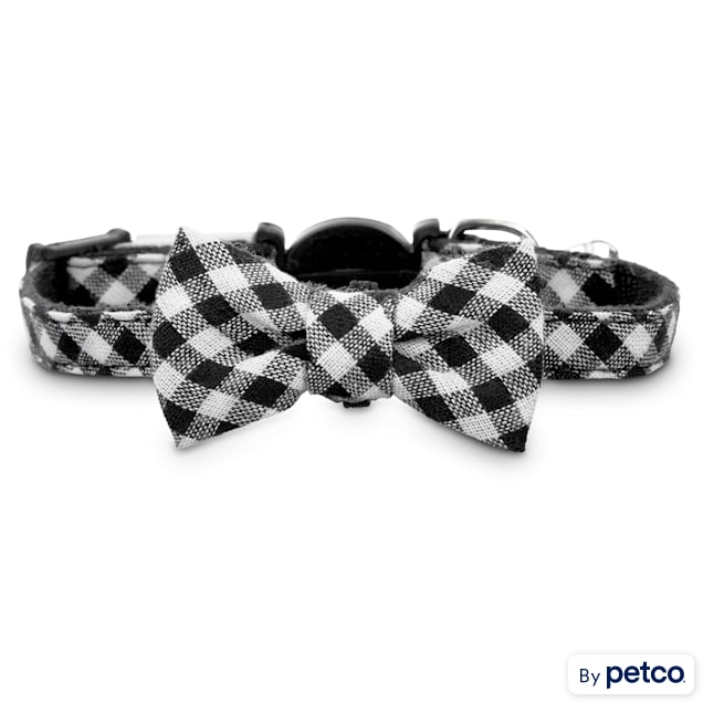 Bond & Co. Black Gingham Bow Tie Kitten Collar, X-Small/XX-large - Carousel image #1