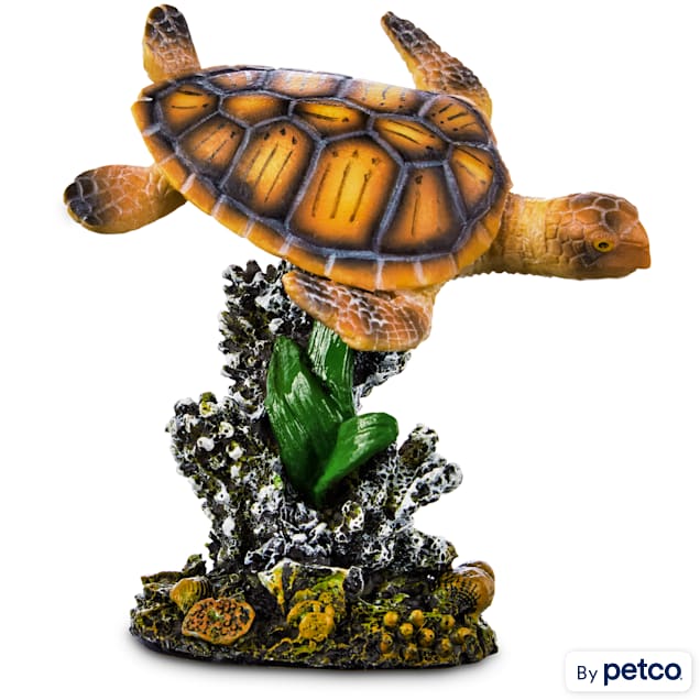 Imagitarium Sea Turtle and Coral Garden Aquarium Ornament Small