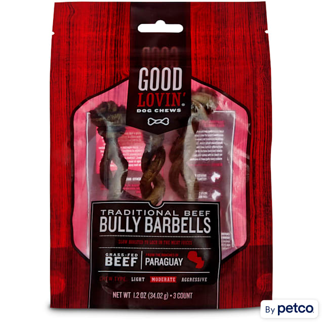 Good Lovin' Traditional Beef Mini Bully Barbell Dog Chew, Pack of 3 - Carousel image #1