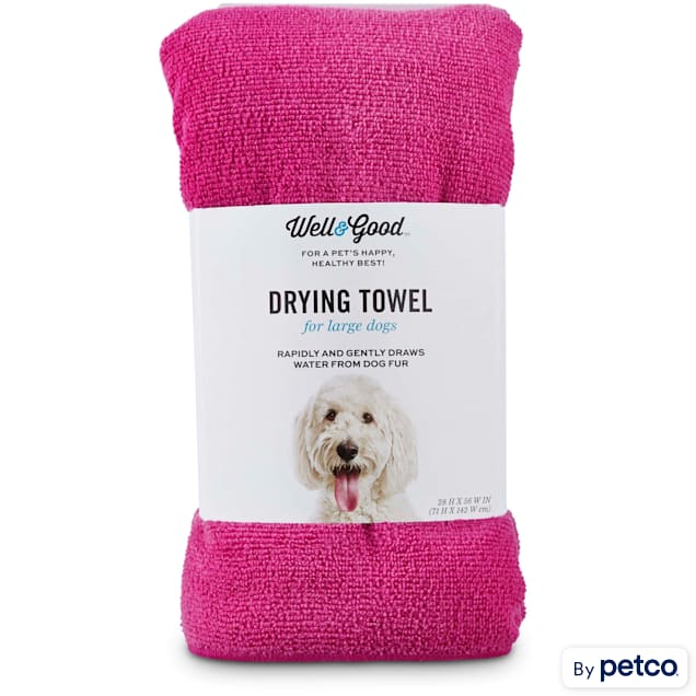 Well & Good Pink Drying Towel for Dogs, Large - Carousel image #1