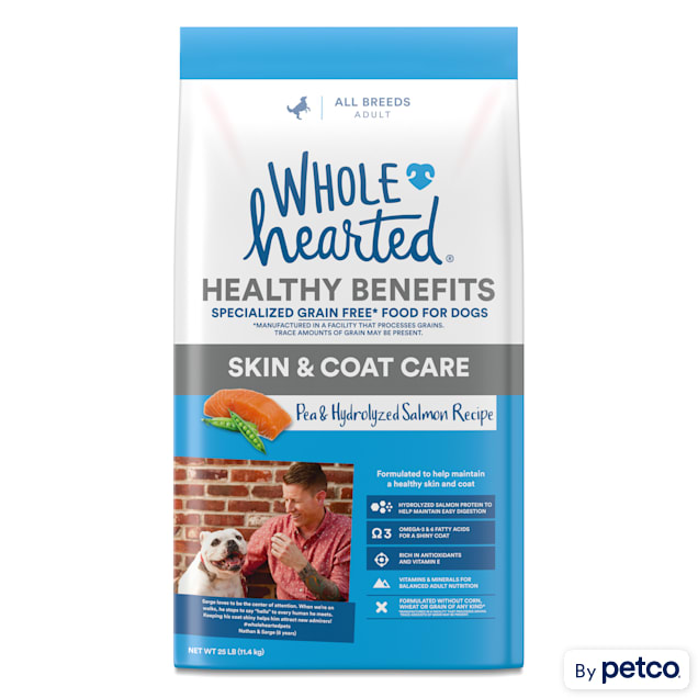 WholeHearted Grain Free Skin and Coat Care Pea and Salmon Recipe Dry Dog Food, 25 lbs. - Carousel image #1