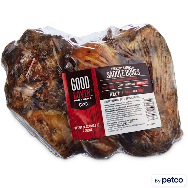 Good Lovin' Hickory Smoked Saddle Bone Dog Chews, Pack of 2 - Carousel image #1