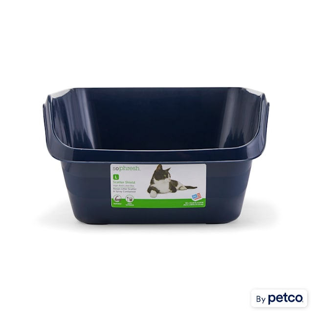 So Phresh Scatter Shield High-Back Litter Box in Navy, 18.5" L X 15" W X 8.5" H - Carousel image #1