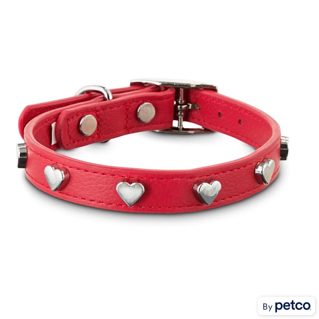 Bond & Co. All Heart Red Leather Dog Collar, X-Small/Small - Carousel image #1