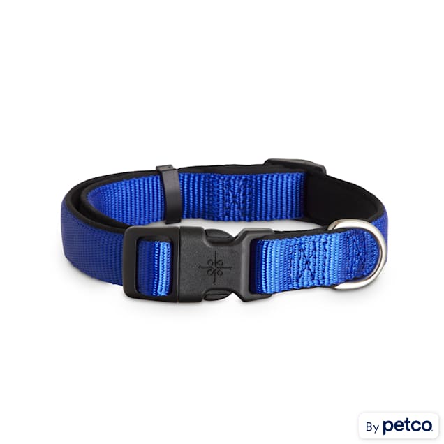 YOULY Blue Neoprene Padded Dog Collar Medium