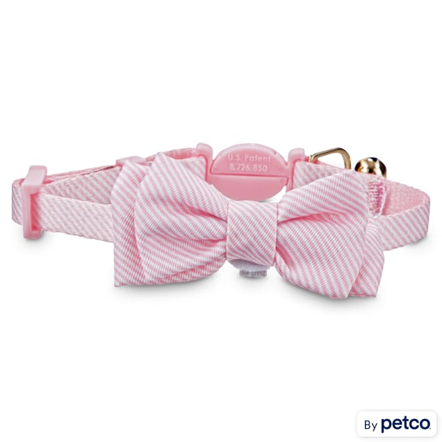 Bond & Co. Pink Seersucker Breakaway Bowtie Kitten Collar - Carousel image #1