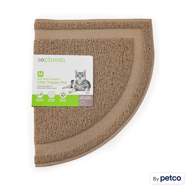 So Phresh Tan HalfMoon Cat Litter Trapper Mat, 23.5" L X 14" W Petco