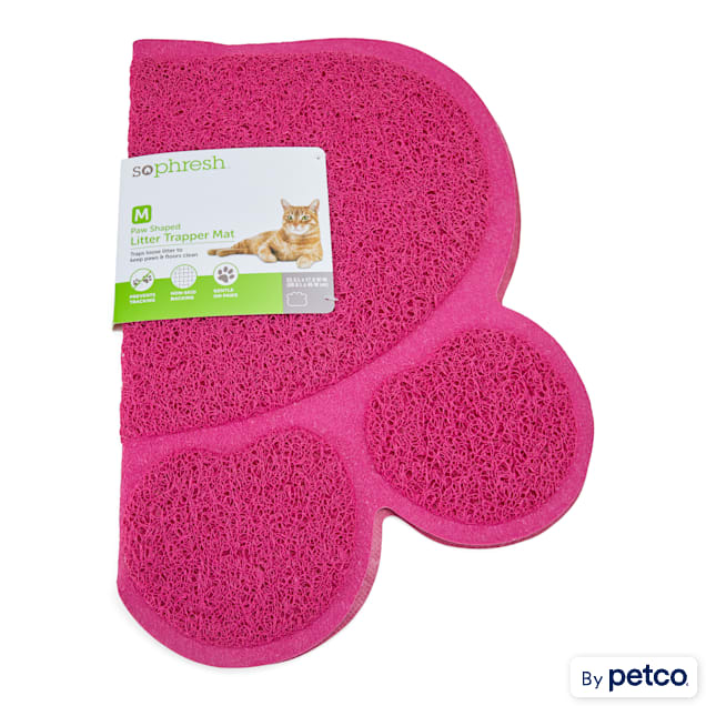 So Phresh Mulberry Paw-Shaped Cat Litter Trapper Mat, 23.5" L X 14" W - Carousel image #1