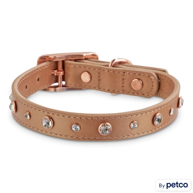 Bond & Co. Rhinestone-studded Rose Gold Dog Collar, Small - Carousel image #1