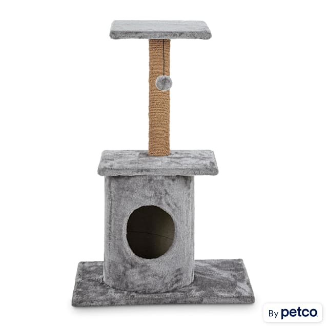 EveryYay Essentials Grey Lookout Loft 3-Level Cat Tree with Condo, 36" H - Carousel image #1
