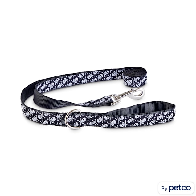 Good2Go Black Skull Print Dog Leash, 6' x 1" - Carousel image #1