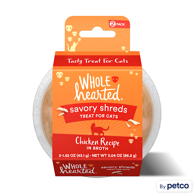 WholeHearted Grain Free Chicken Recipe Shredded Cat Treat, 1.52 oz., Count of 2 - Carousel image #1
