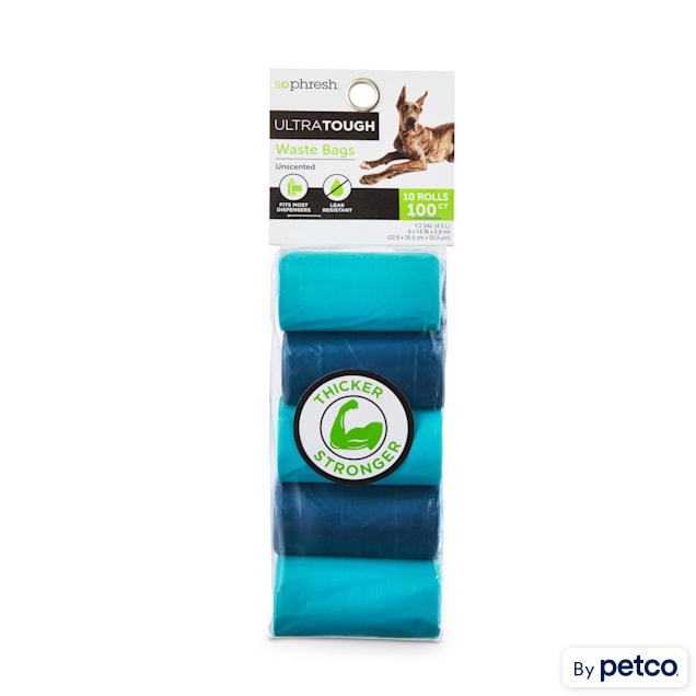 So Phresh Blue Ultra-Tough Waste Bag Refill Rolls for Dogs, Count of 100 - Carousel image #1