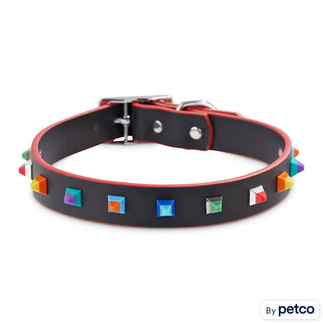Bond Co. Large Black Leather Stud Dog Collar