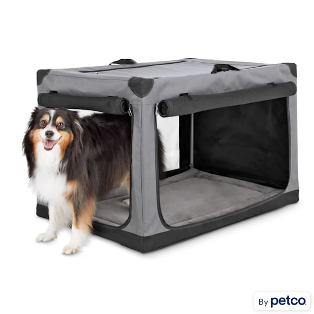 EveryYay Essentials Portable Canvas Dark Grey Dog Crate, 36" L X 24" W X 23" H - Carousel image #1