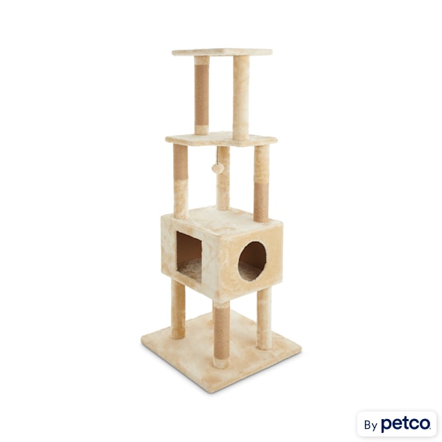 Animaze 4-Level Tan Cat Tree with Condo, 60" H - Carousel image #1