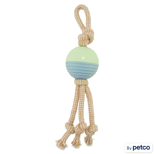 Leaps & Bounds Playful by Nature Toss & Tug Rubber Ball Tassel Rope Dog Toy, Medium - Carousel image #1