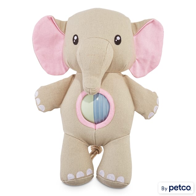 Leaps & Bounds Playful by Nature Play Plush Rubber Ball Belly Elephant Dog Toy, Large - Carousel image #1