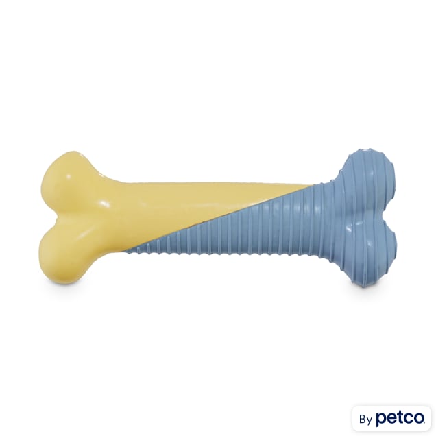 Leaps & Bounds Playful by Nature Toss & Tug Blue and Yellow Bone Dog Toy, Medium - Carousel image #1