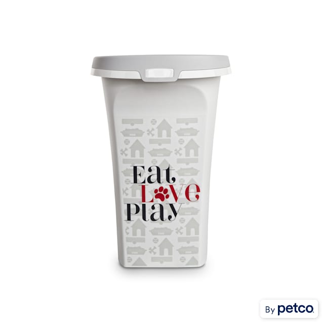 You & Me Eat, Love, Play Rolling Bulk Food Storage Container for Dogs, 14.4" L X 11.6" W X 16.7" H - Carousel image #1