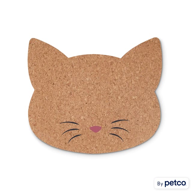 Harmony Cat-Shaped Cork Placemat for Cats, 17.75" L X 15.5" W - Carousel image #1