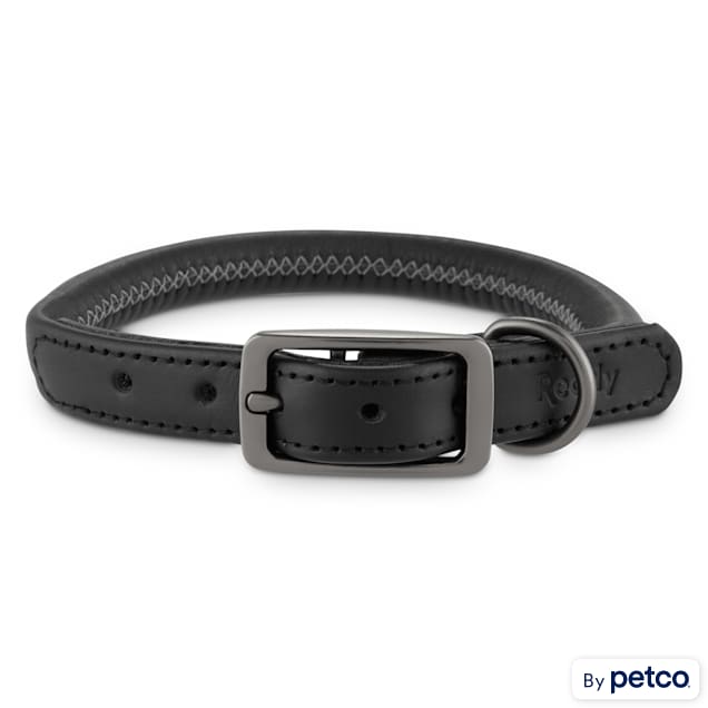 Reddy Black Leather Dog Collar, Small - Carousel image #1