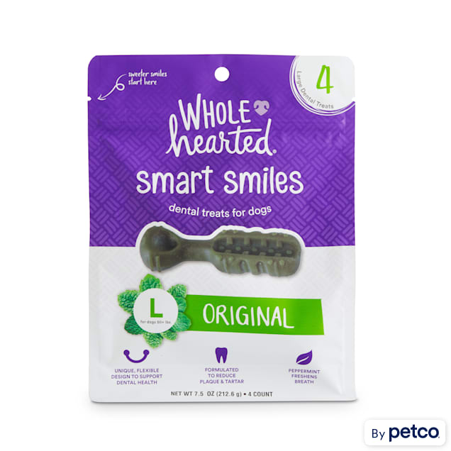 Wholehearted Smart Smiles Original Flavor Large Dog Dental Treats, 7.5 oz., Count of 4 - Carousel image #1