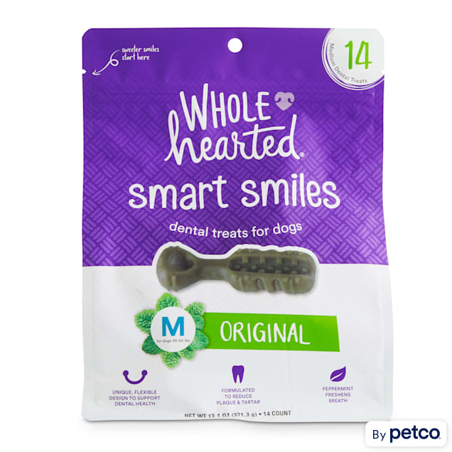 Wholehearted Smart Smiles Original Flavor Medium Dog Dental Treats, 13.1 oz., Count of 14 - Carousel image #1