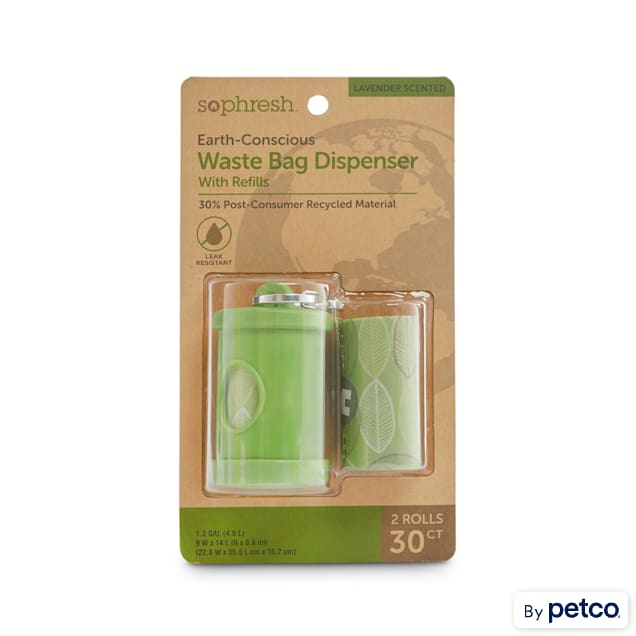 So Phresh Earth-Conscious Dog Waste Bag Dispenser with Lavender Scented Refill Rolls, Count of 30 - Carousel image #1