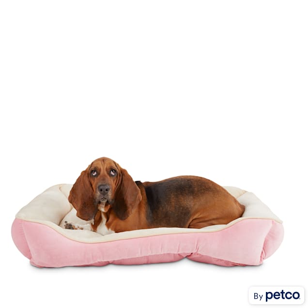 Animaze Pink Rectangle Bolster Dog Bed, 40" L X 30" W X 6" H - Carousel image #1