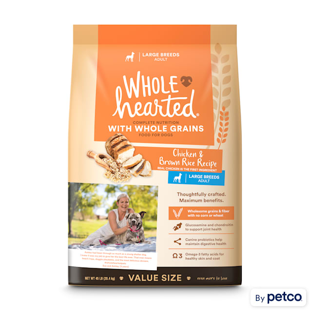 WholeHearted Adult Large-Breed Chicken & Brown Rice Recipe with Whole Grains Dry Dog Food, 45 lbs. - Carousel image #1