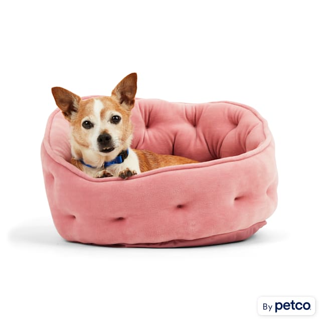 EveryYay Snooze Fest Pink High-Back Bolster Cat Bed, 18" L X 18" W X 11" H - Carousel image #1