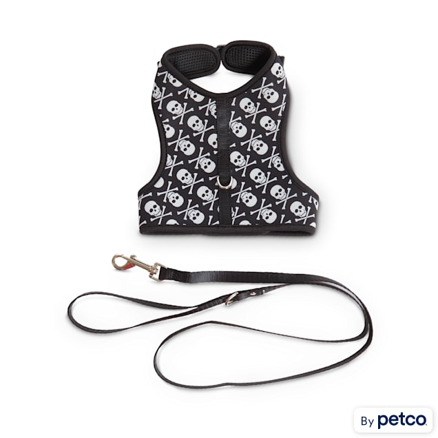 Bond & Co. Skull & Crossbones Cat Harness & Leash Set - Carousel image #1
