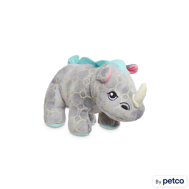 Leaps & Bounds Ruffest & Tuffest Rhino Tough Plush Dog Toy with Kevlar Stitching, Small - Carousel image #1