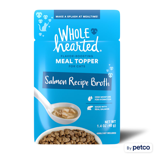 WholeHearted Salmon Recipe Broth Flavor-Boosting Wet Cat Meal Topper, 1.4 oz., Case of 12 - Carousel image #1
