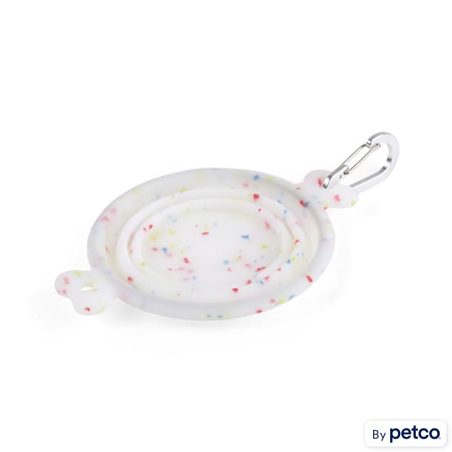 EveryYay Open-Air Eats Clear Confetti Collapsible Bowl for Dogs, 1 Cup - Carousel image #1